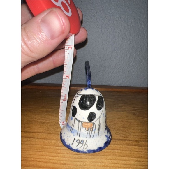 Molly Dallas Spatterware Folk Art Farmhouse Pottery Mini Bell 1.875 x 1.75" Base - Picture 5 of 5